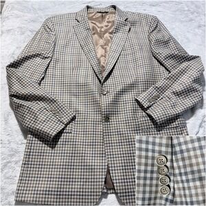 REDA MILANO Mens Blazer Jacket Super 130s Wool Gingham Check Made in Italy Sz 44